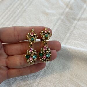 Absolutely Stunning Multicolor Drop Screw Back Earrings VINTAGE
